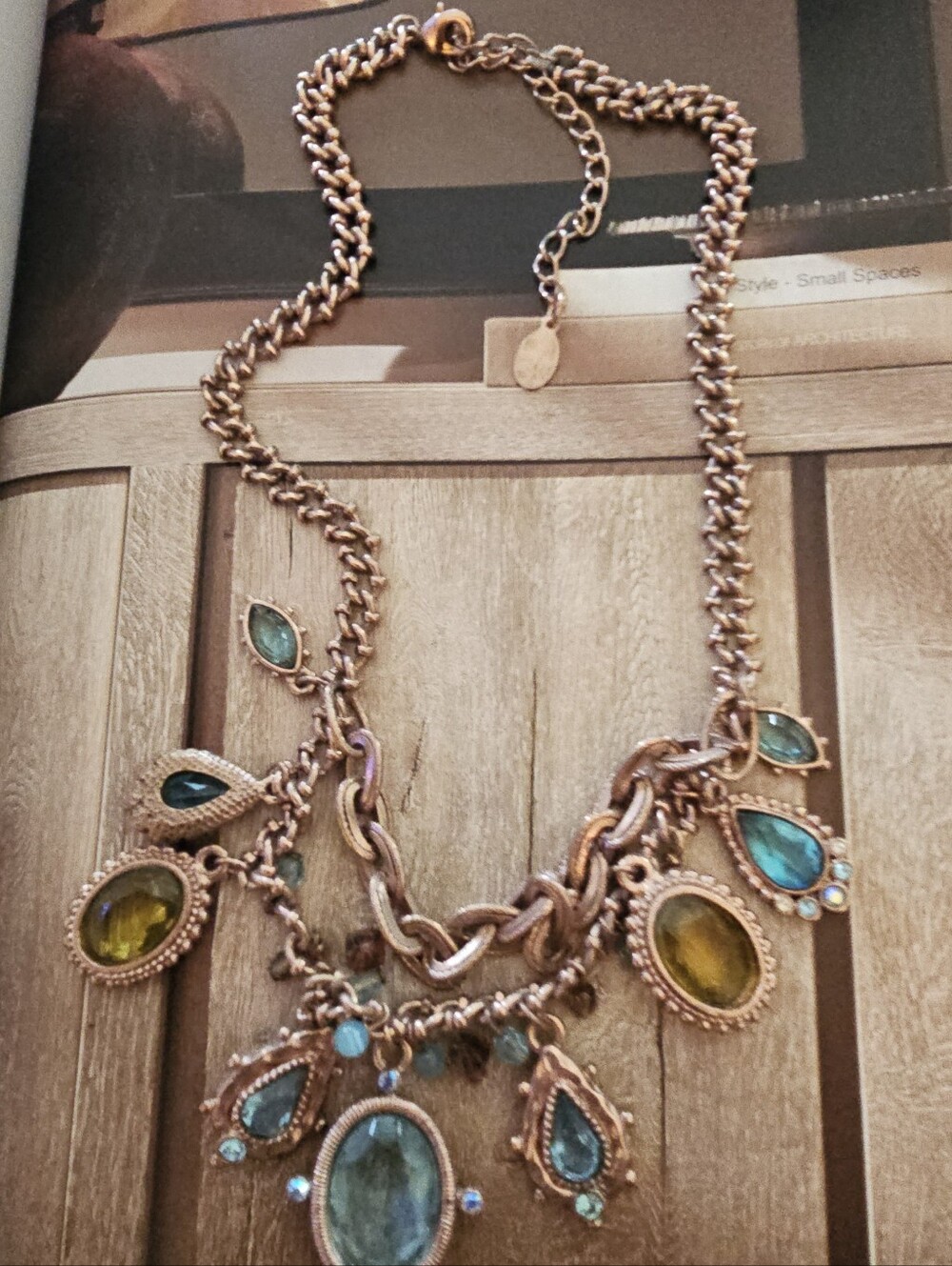 Gold-Tone Multicolor Teardrop Statement Necklace - Women Jewelry